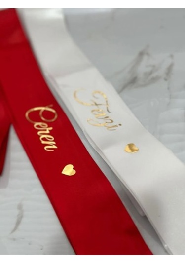 Gelin Damat Isimli Tören Takı Kurdelesi 2 Adet B-42