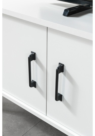 3612 Şile Metal Ayaklı Metal Kulplu 160 Cm Tv Ünitesi - Beyaz Beyaz