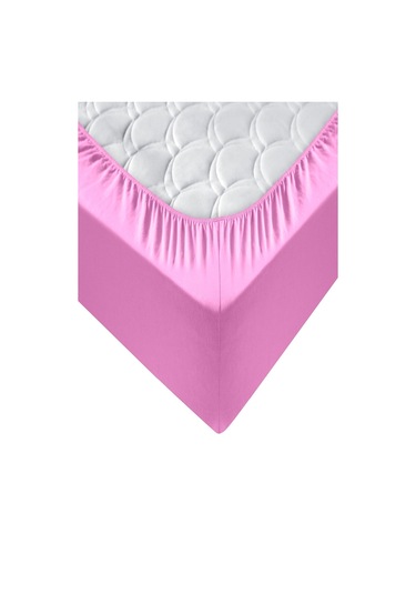Penye Lastikli Çarşaf, Battal Çift Kişilik , Pembe, Pamuk-elastan Örme Kumaş, 230 Gr/m² Pembe