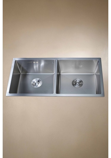 Han Serisi %100 Krom 82x45 İki Göz Paslanmaz Mutfak Eviyesi, Mutfak Lavabosu Sifon Dahil Silver