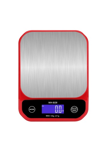 Youtek Dijital Mutfak Terazi, 10kg/1g Hassasiyet, Lcd Ekran, 5 Birim G, Oz, Lb, Kg, Ml , Su Geçirmez, Li-pol Batarya, Pişirme Ve Gıda Tartımı İçin Kırmızı
