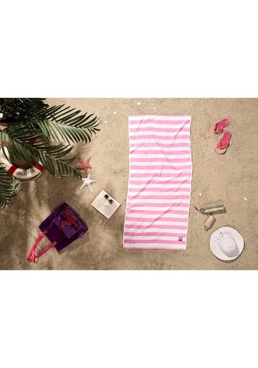 Özdilek Tarzy Line Nakışlı Plaj Havlusu 70x150 Cm Pembe