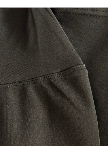 Diz Altı Kapri Tayt Yüksek Bel Likralı Parlak Dalgıç Kumaş, Antrasit Füme SiYAH