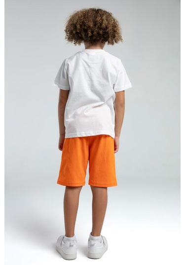 Roly Poly Crab Erkek Çocuk Regular Kalıp Kısa Kol Bermuda Şortlu Pijama Takım Beyaz