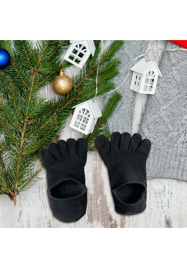 Suntek Beş Parmak Çorap Pamuklu Kaymaz İnce Koşu Siyah Siyah