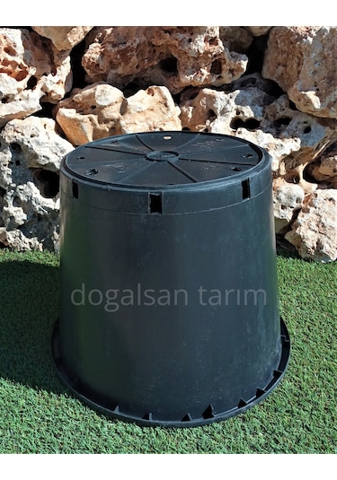 3 Adet 45 Lt Siyah Yuvarlak Üretim Saksı Fide Saksı Çiçek Saksı