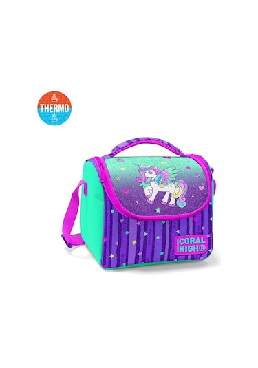 Coral High Kids Unicorn Desenli Thermo Beslenme Çantası Mor - Su Yeşili 11868