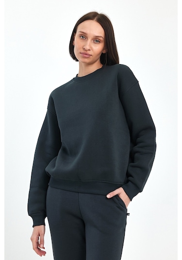 Odda Bisiklet Yaka Sweatshirt Füme