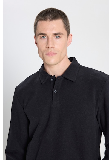 Wrangler Regular Fit Normal Kesim Polo Yaka Siyah Sweatshirt Siyah