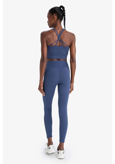 Defacto Defactofit Yüksek Bel Baskılı Beli Saran Esnek Kumaş Sporcu Tayt B4147ax25auın231 İndigo