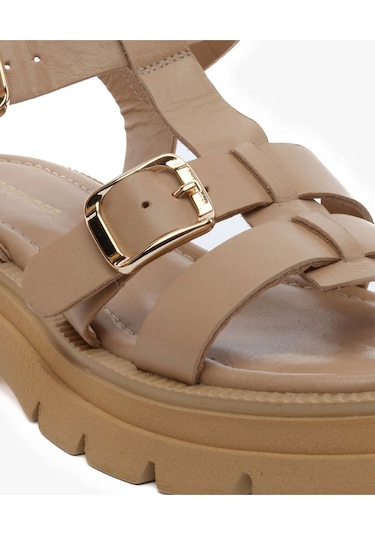 Greyder Kadın Açık Vizon Hakiki Deri Comfort Sandalet 5y2cs59031 A.vızon
