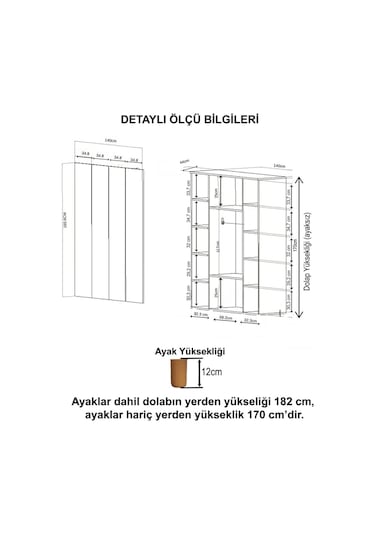 Buğlem 4 Kapaklı Gardırop Beyaz