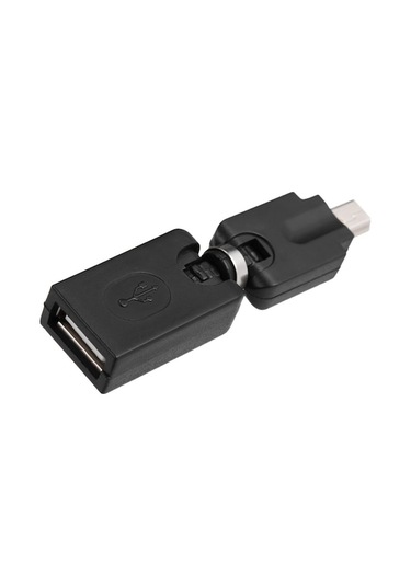 Araç İçin Mini Usb 5pin Erkekden Usb2.0 Dişiye Otg Adaptörü - 360 Dönebilen 90 Katlanabilir Siyah Usb Flash Disk Ve Kart Okuyucu Bağlantısı