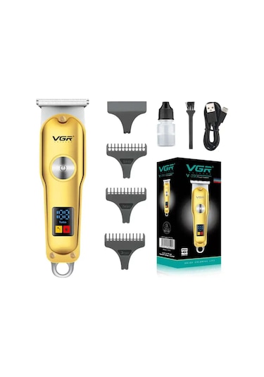 Vgr V-290 Altın T Bıçak Sıfır Kesim Lcd Ekran Şarjlı Tıraş Makinesi