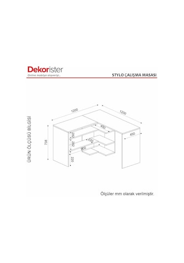 Dekorister Stylo Çalışma Masası Safir - Antrasit
