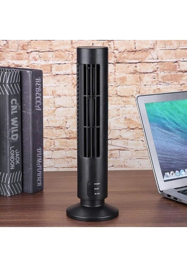 Hava Soğutucu Dikey Bladeless Fan Usb Masaüstü Klima Fan Mini Soğutma Kulesi Ev Ofisi Siyah