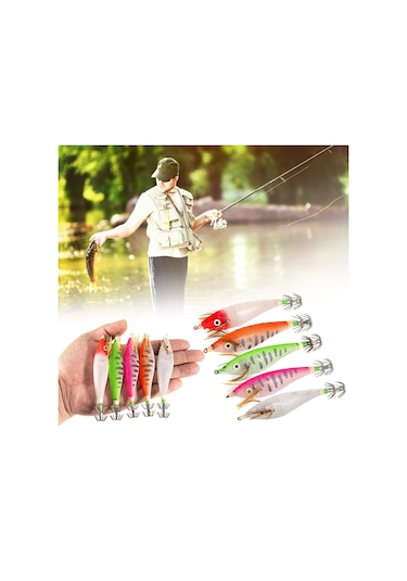 Springsun Parlak Mürekkep Balığı Jig Yem - 6cm/8cm Floresan Şnorkelli Karides Taklidi