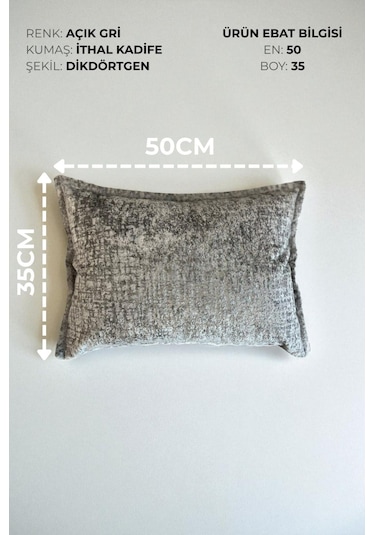 Kırlent İthal Kadife Kumaş - 35x50cm Yumuşak Dokulu Dekoratif Özel Tasarım Kırlent Kılıfı Açık Gri