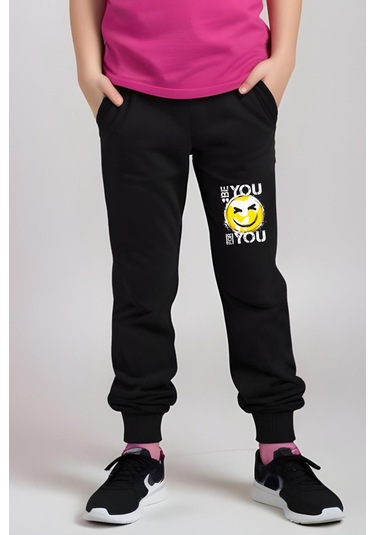 Be You Emoji Baskılı Kız Çocuk Tişört Ve Eşofman Alt-üst Takım Fuşya