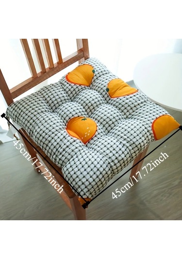 Topshop1 Beyaz Turuncu Desenli Ultra Yumuşak Ofis Koltuğu Minderi Beyaz Turuncu