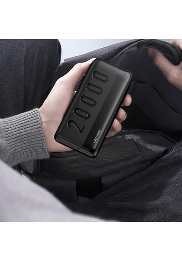 Lenyes PX235P 10 W 20000 mAh Led Işık Göstergeli Taşınabilir Powerbank Siyah