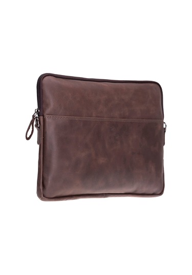 Bloomsleeve Leeds 14" Mahogany Dark Brown Hakiki Deri Laptop & Tablet Kılıfı Kahverengi