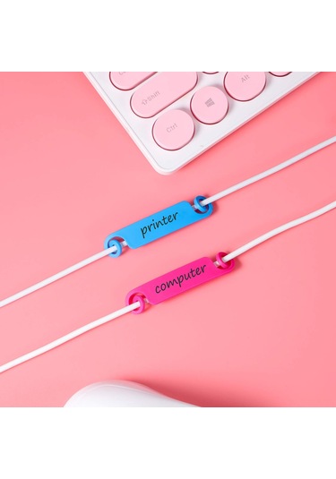 Xindoker 50 Adet Renkli Kablolar Etiket Seti - 5 Farklı Renk Her Renk 10 Adet - Yazılabilir Plastik Kablo Tanımlama Etiketleri - Ev, Ofis Ve Araç İçin Kabloları Düzenle