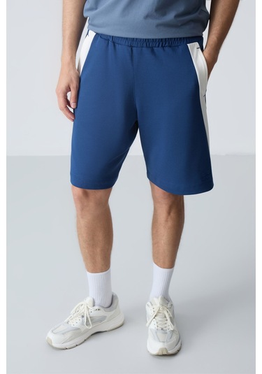 Tommy Life Parlament Pamuklu Kalın Yumuşak Dokulu Standart Fit Basic Erkek Şort - 81280 Mavi