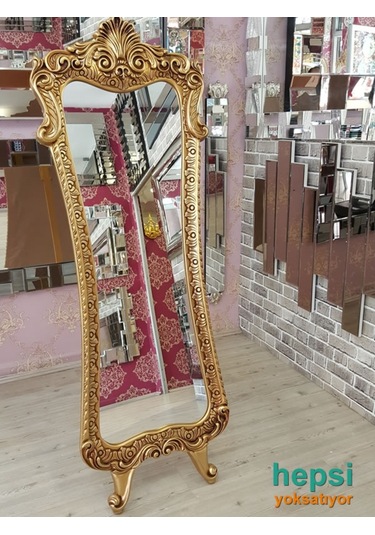 Bihter Model Altın Renk Varaklı Ayaklı Boy Aynası