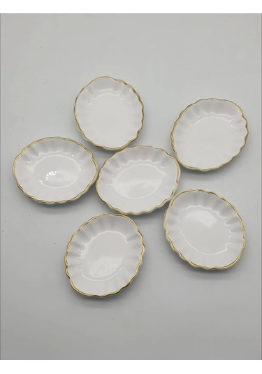 Porselen Altın Yaldızlı İstridye Çerezlik Reçellik Lokumluk Sosluk 1 Adet Beyaz