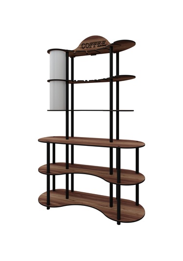 Brew-blıss Mutlu Kahve Köşesi-çok Amaçlı Mutfak Rafı Madran Ceviz-lambader Aydınlatmalı Ceviz