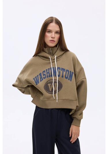 Quzu Haki Kadın Sweatshirt Swt00814 Haki