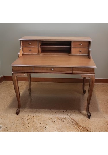 Çalışma Masa St 90400 Klasik Model Kayın Aslan Ayak Ceviz Eskitme Kulp El Yapımı Ceviz