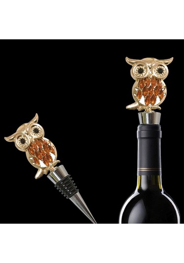Konesam Baykuş Desenli Metal Şarap Fıçı Tıkanıcısı - 2 Adet - Lezzeti Korur - Dekoratif Ve Fonksiyonel
