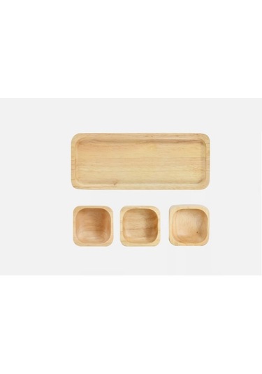 Çerezlik 3 Lü Bambu Ahşap-bamboo Snack Bowl Boyut: Taban 29.5 Cm