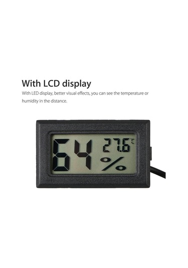 Indena-Mini Isı Ve Nem Ölçer - Termometre Higrometre Prob Kuluçka Siyah