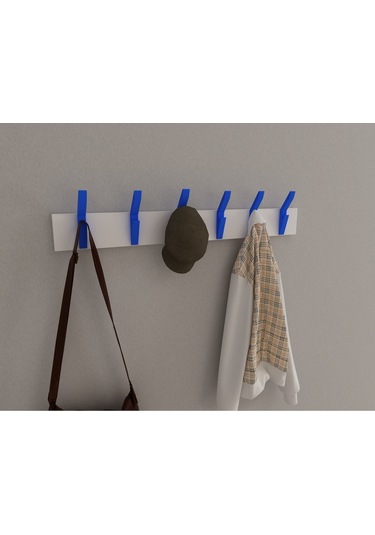 Hepsi3boyutlu Modern Duvar & Kapı Kanca Askılık - 6 Adet Mavi Kanca Askılık - Model No : 3 Mavi