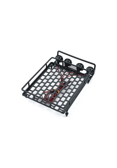 Youtek Araç Tavan Bagaj Rafı Led Işıklı Metal Siyah 1/10 1/12 1/14 Scx10 Cc01 Mn D90 D91 D99 Uyumlu A3 Modeli Ağ Desenli