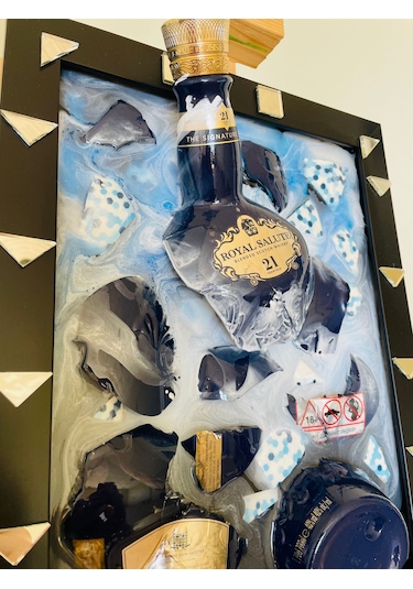 Epoksi Tablo Royal Salute Whısky Kırık Şişe Sanatı