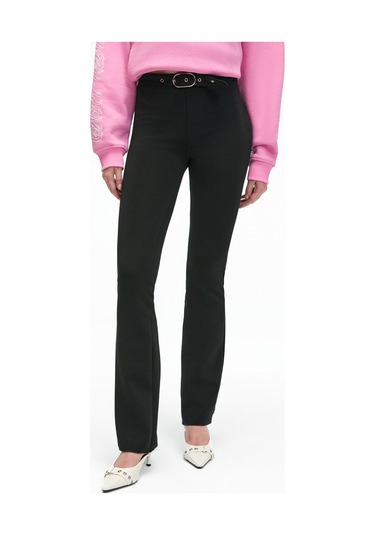 Grımelange Cırelyn Kadın Beli Ayarlanabilir Kemer Tokalı Esnek Uzun Siyah Pantolon siyah