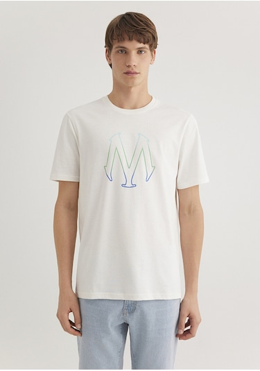 Mavi - Mavi Logo Baskılı Ekru Tişört 0610635-70057 Ekru