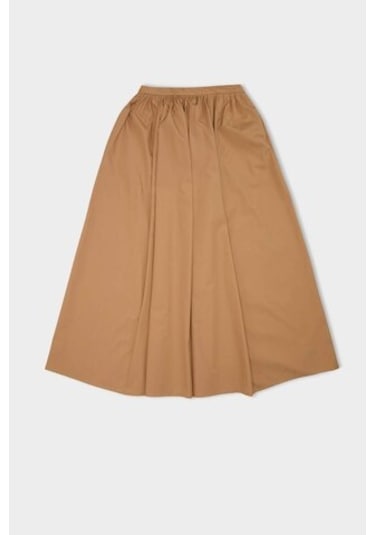Defacto A Kesim Beli Fermuarlı Basic Düz Poplin Kumaş Maxi Etek E0464AX24AUBG261 Bej