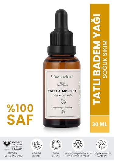 Bade Natural Saf Soğuk Sıkım Tatlı Badem Yağı 30 ML