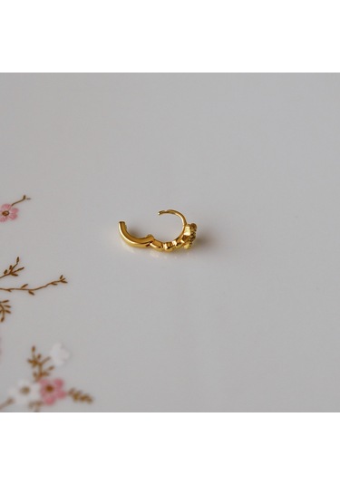 Heppii Gold Cerrahi Çelik Yıldız Modelli Halka Tragus Piercing Helix Lob Altın