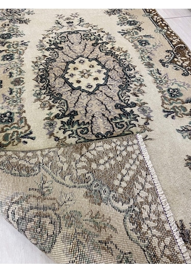 El Dokuma Isparta Halısı 113X207 Eskitme Yeşil Göbekli %100 Yün !