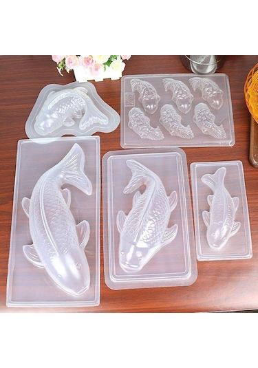 Balık Kalıp 3d Koi Balık Şekli Plastik Kek Çikolata Jöle Kalıp Sabun Pişirme Kalıpları 35 17.5cm