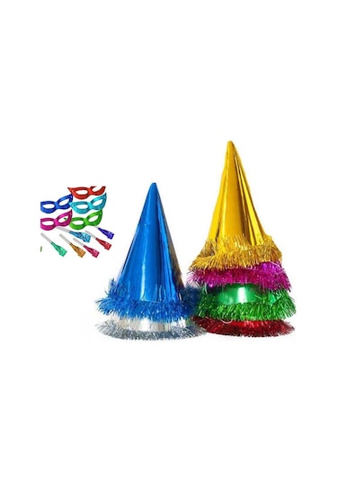 8 Adet Yılbaşı Parti Seti Kotyon Set Yılbaşı Şapkası Yılbaşı Düdüğü Yılbaşı Maskesi 3lü Parti Seti Gün Işığı