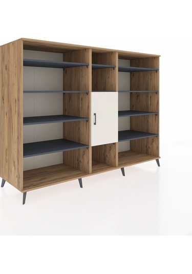 Kronos Dolap 12 Raflı Tek Kapaklı 220x59x163 Çam-aytaşı/antrasit Çam-aytaşı/antrasit