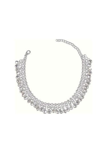 Novahub Gümüş Vintage Kadınlar Rhinestone Çan Püskül Halhal Ayak Zinciri Bilezik Takı Hediye Gümüş Gümüş