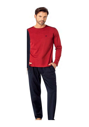 Pierre Cardin 6100 Erkek Uzun Kollu Bisiklet Yaka Pijama Takımı-bordo Bordo